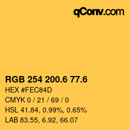 カラーコード: RGB 254 200.6 77.6 | qconv.com