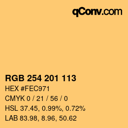 Color code: RGB 254 201 113 | qconv.com