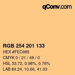 Color code: RGB 254 201 133 | qconv.com