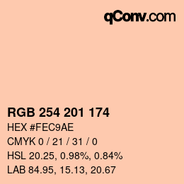 Color code: RGB 254 201 174 | qconv.com
