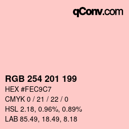 Color code: RGB 254 201 199 | qconv.com