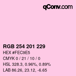 Color code: RGB 254 201 229 | qconv.com