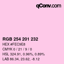 Color code: RGB 254 201 232 | qconv.com