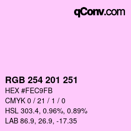 Color code: RGB 254 201 251 | qconv.com