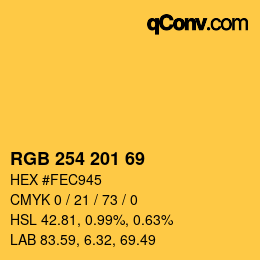 Color code: RGB 254 201 69 | qconv.com