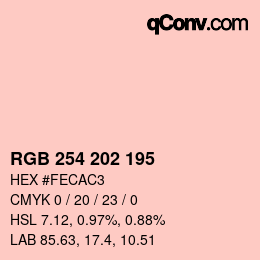 カラーコード: RGB 254 202 195 | qconv.com