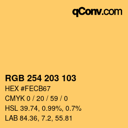 Color code: RGB 254 203 103 | qconv.com