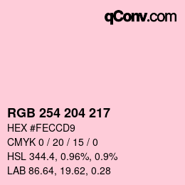 カラーコード: RGB 254 204 217 | qconv.com