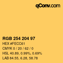 Color code: RGB 254 204 97 | qconv.com