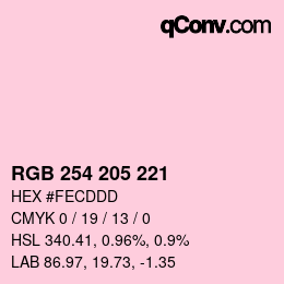 颜色代码: RGB 254 205 221 | qconv.com