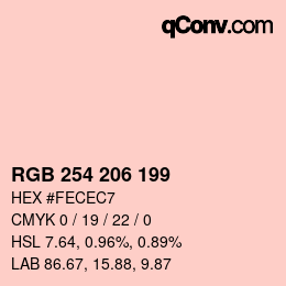 Color code: RGB 254 206 199 | qconv.com