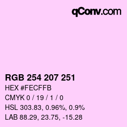 Color code: RGB 254 207 251 | qconv.com