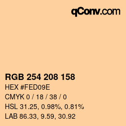 カラーコード: RGB 254 208 158 | qconv.com