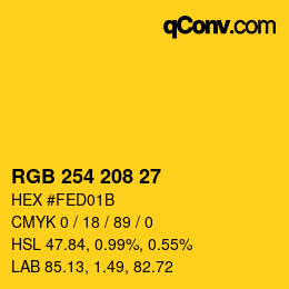 Color code: RGB 254 208 27 | qconv.com