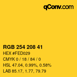 Color code: RGB 254 208 41 | qconv.com