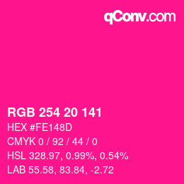 Color code: RGB 254 20 141 | qconv.com