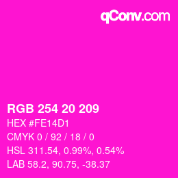 Color code: RGB 254 20 209 | qconv.com