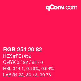 Color code: RGB 254 20 82 | qconv.com