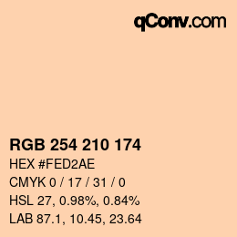 カラーコード: RGB 254 210 174 | qconv.com