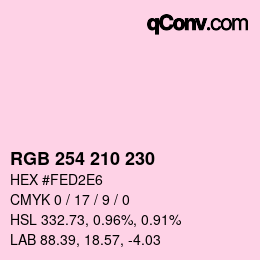 Color code: RGB 254 210 230 | qconv.com