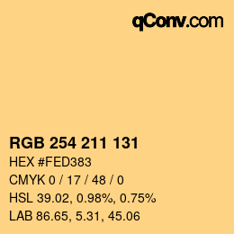 Color code: RGB 254 211 131 | qconv.com