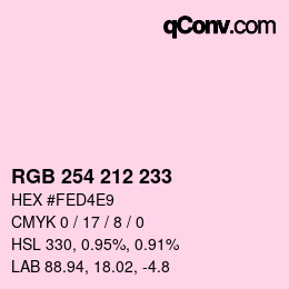 Color code: RGB 254 212 233 | qconv.com