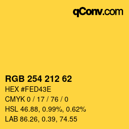 Farbcode: RGB 254 212 62 | qconv.com