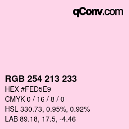 Color code: RGB 254 213 233 | qconv.com