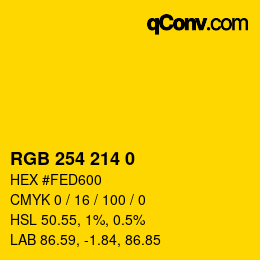 Color code: RGB 254 214 0 | qconv.com
