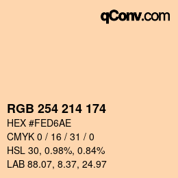 Color code: RGB 254 214 174 | qconv.com