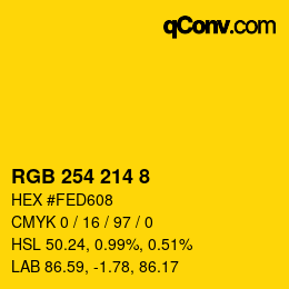 Color code: RGB 254 214 8 | qconv.com