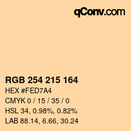 颜色代码: RGB 254 215 164 | qconv.com