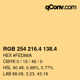 カラーコード: RGB 254 216.4 138.4 | qconv.com