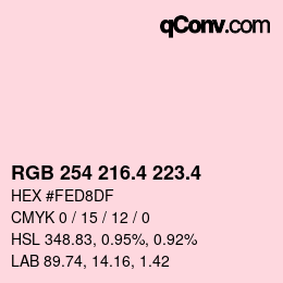 カラーコード: RGB 254 216.4 223.4 | qconv.com