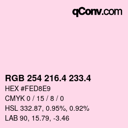 カラーコード: RGB 254 216.4 233.4 | qconv.com
