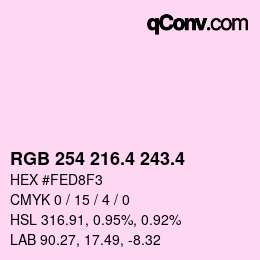 カラーコード: RGB 254 216.4 243.4 | qconv.com