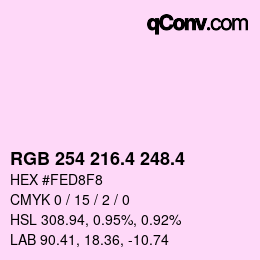 カラーコード: RGB 254 216.4 248.4 | qconv.com