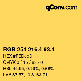 カラーコード: RGB 254 216.4 93.4 | qconv.com