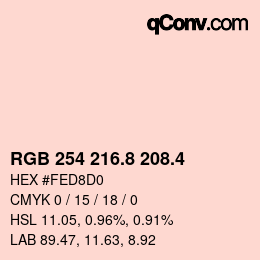 カラーコード: RGB 254 216.8 208.4 | qconv.com