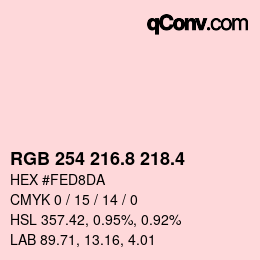 カラーコード: RGB 254 216.8 218.4 | qconv.com