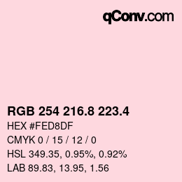 カラーコード: RGB 254 216.8 223.4 | qconv.com