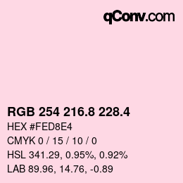 カラーコード: RGB 254 216.8 228.4 | qconv.com