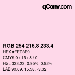 カラーコード: RGB 254 216.8 233.4 | qconv.com
