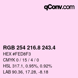 カラーコード: RGB 254 216.8 243.4 | qconv.com