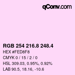 カラーコード: RGB 254 216.8 248.4 | qconv.com