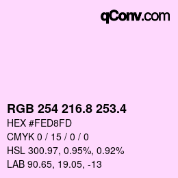 カラーコード: RGB 254 216.8 253.4 | qconv.com