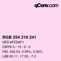 Color code: RGB 254 216 241 | qconv.com