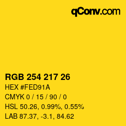 Color code: RGB 254 217 26 | qconv.com