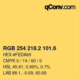 カラーコード: RGB 254 218.2 101.6 | qconv.com