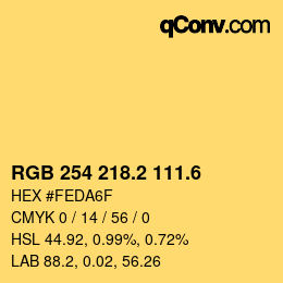 カラーコード: RGB 254 218.2 111.6 | qconv.com